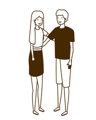 silhouette of couple of people standing on white background