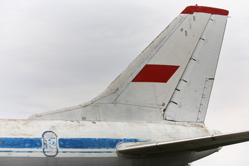 Elements of the old Soviet military aircraft close-up.