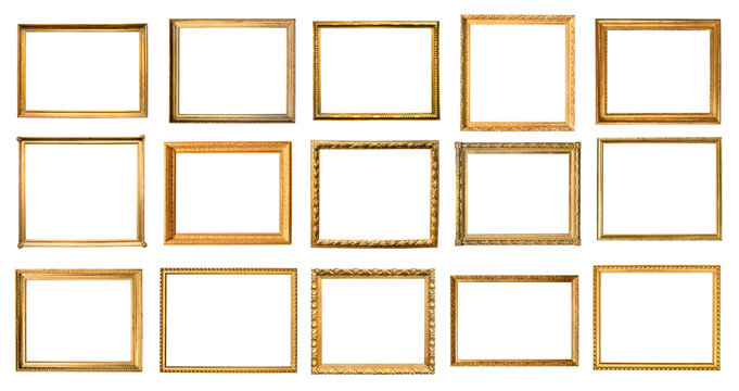 set of various vintage wooden picture frames