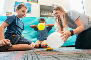 Students in classroom at STEAM summer camp