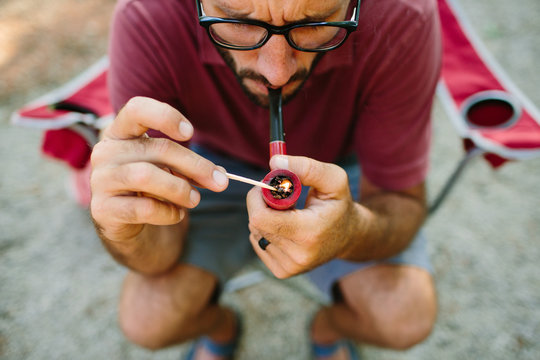 Man smoking pipe