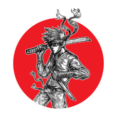 Ninja Warrior Illustration Vector