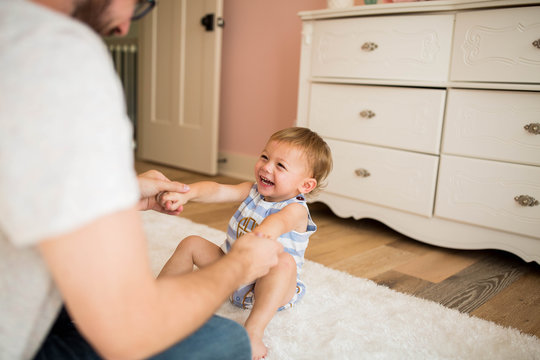 Father and Son Laughing
