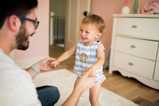 Father and Son Laughing