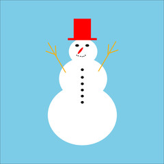 snowman illustration on blue background. Christmas concept.