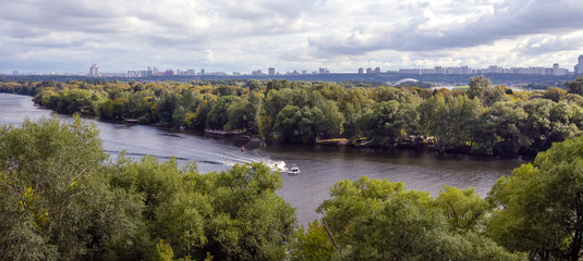 The view from The Picturesque bridge on a cloudy day in Moscow