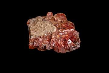 Macro mineral stone Vanadinite on a black background