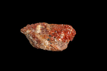 Macro mineral stone Vanadinite on a black background