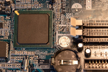Electronic circuit board. Computer integrated circuit board.