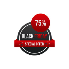 Black friday promotion sale banner or tag with black and red color