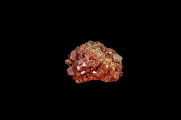 Macro mineral stone Vanadinite on a black background