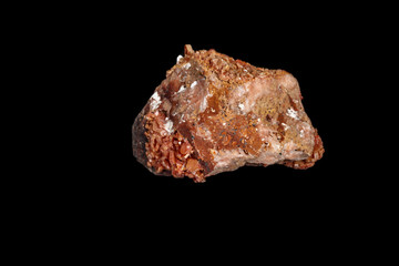 Macro mineral stone Vanadinite on a black background