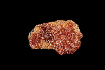 Macro mineral stone Vanadinite on a black background