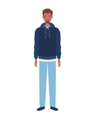 young man standing on white background