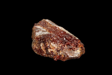 Macro mineral stone Vanadinite on a black background