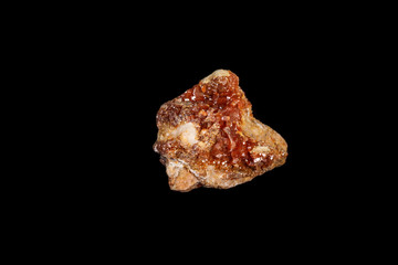 Macro mineral stone Vanadinite on a black background