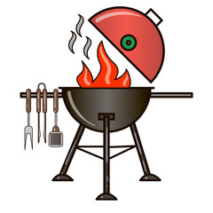 Different special tools for barbecue party. Bbq grill and tools vector illustration