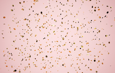 Glittering confetti on the pink background.