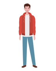 young man standing on white background