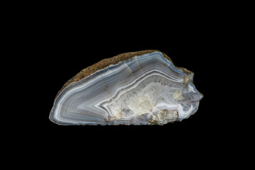 macro stone mineral agate on black background