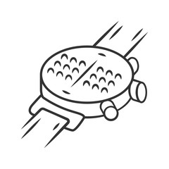 Braille smartwatch linear icon. Dot watch, wrist tactile smartwatch. Blind person gadget technology innovation. Thin line illustration. Contour symbol. Vector isolated outline drawing. Editable stroke