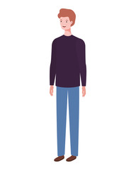 young man standing on white background