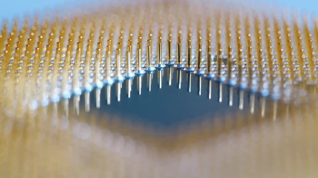 Central Processing Unit, CPU. Close-up of microcircuit chip with electronic components