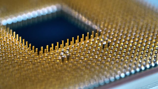 Central Processing Unit, CPU. Close-up of microcircuit chip with electronic components