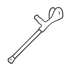 Forearm crutch, walking aid linear icon. Mobility aid for physically disabled people. Handicapped equipment. Thin line illustration. Contour symbol. Vector isolated outline drawing. Editable stroke