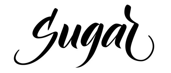 Modern brush calligraphy Sugar isotated on a white background. Vector illustration.