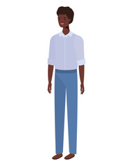 young man standing on white background