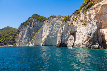 View of  Keri blue caves  in Zakynthos (Zante) island, in Greece