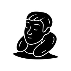 Travel neck pillow glyph icon. Air, inflatable cushion. Neck support. U pillow for rest. Journey, voyage comfort, relaxation. Trip equipment, item. Silhouette symbol. Vector isolated illustration