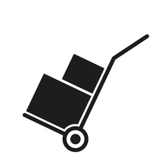 Black hand truck icon isolated on white background
