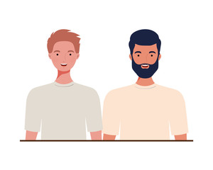 young men on white background