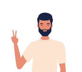 young man on white background