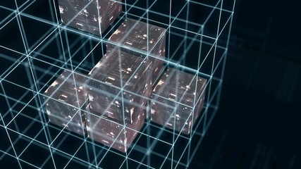 Development of business in field of digital marketing. Information technology and volume of computer data. 3D video animation concept. - Powered by Adobe