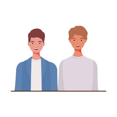 young men on white background