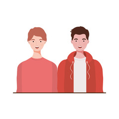 young men on white background