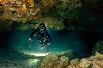 Cave Diving at Madison Blue Spring State Park, Madison County, Florida