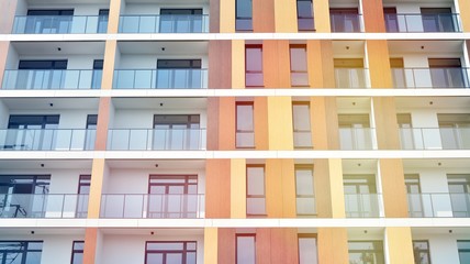 Fototapeta na wymiar Modern apartment building detail, glass surface with sunlight