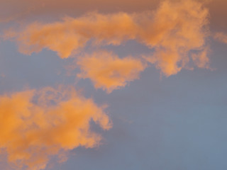 Fototapeta na wymiar Close up of orange clouds. Dominican Republic.