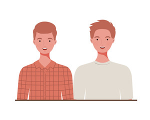 young men on white background