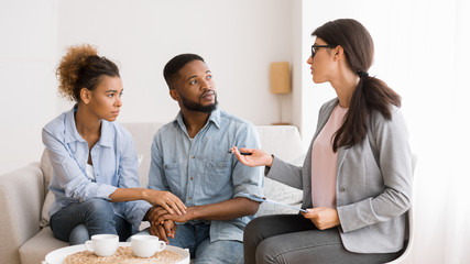 Couple Therapist Counselling African American Spouses In Office