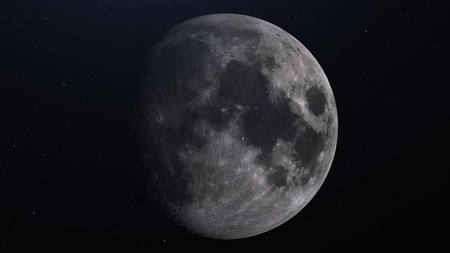 Realistic Moon in the outer space. High detailed texture. 3D Render. 4k