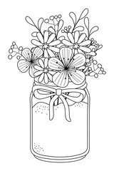 Flowers and leaves inside vase vector design