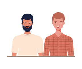 young men on white background