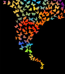 A lot of flying butterflies. Vector illustration