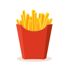 French potato pack box. Cartoon fastfood fry potato isolated illustration