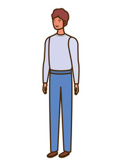 young man standing on white background